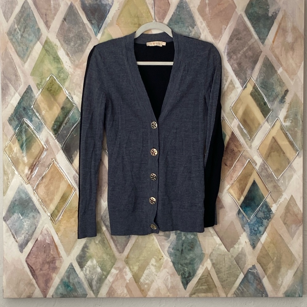 Tory Burch Color Block Wool Simone Cardigan - image 1